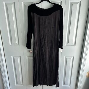 Vtg ZOE Black Velvet Long Sleeve Maxi Dress SM Witchy Whimsigoth Dark Romantic